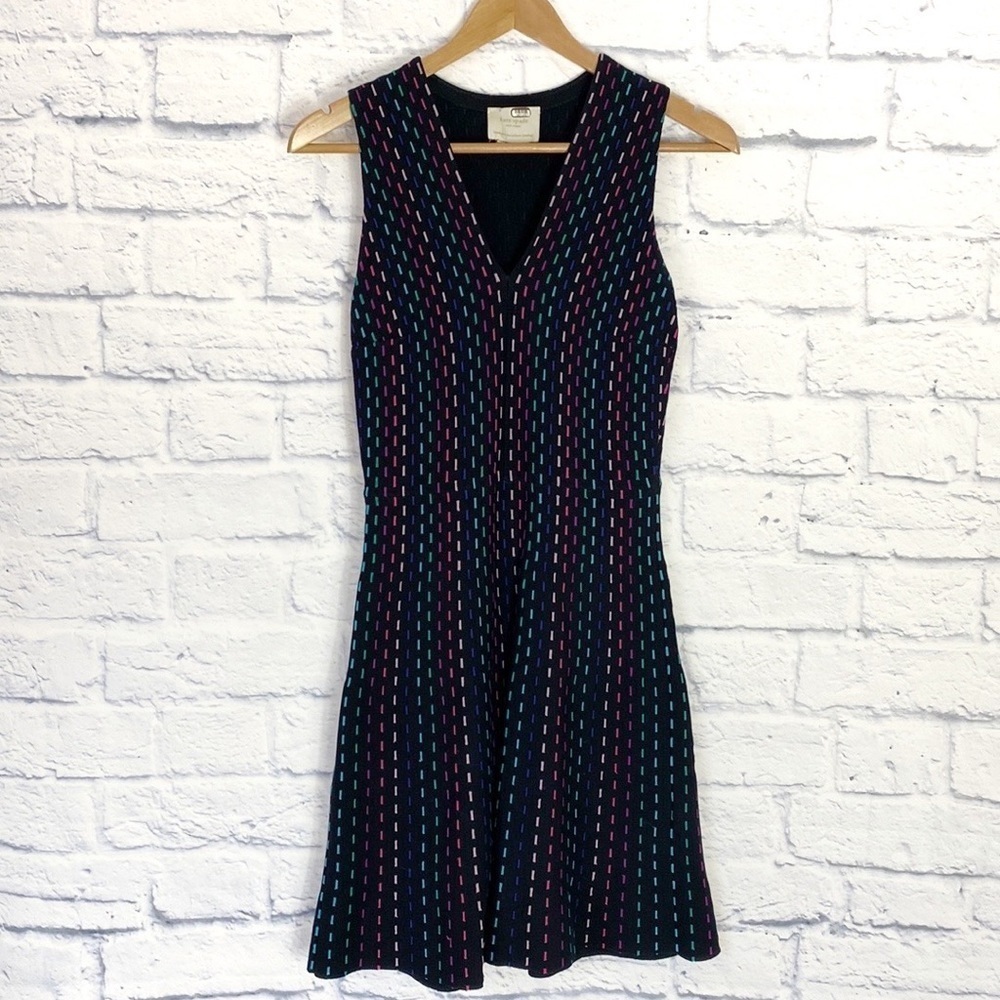 Kate Spade rainbow multi stripe fit and flare sleeveless dress XS - Picture 2 of 7